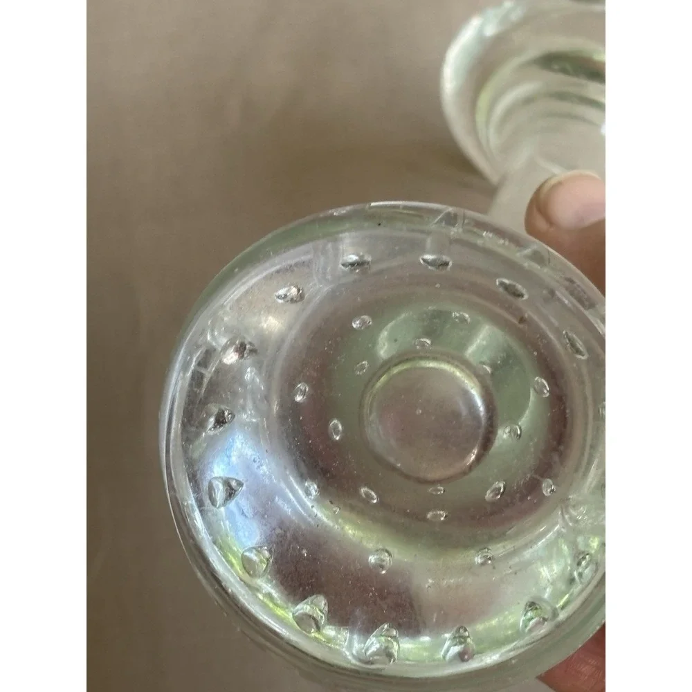 Vintage Hand Blown Glass Bud Vase Controlled Bubble Base 9.5